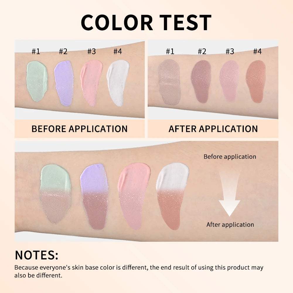 Color Changing Foundation Long-Lasting Makeup Effect Magic Foundation High Coverage Self-Coloring Cc Cream Cosmetics