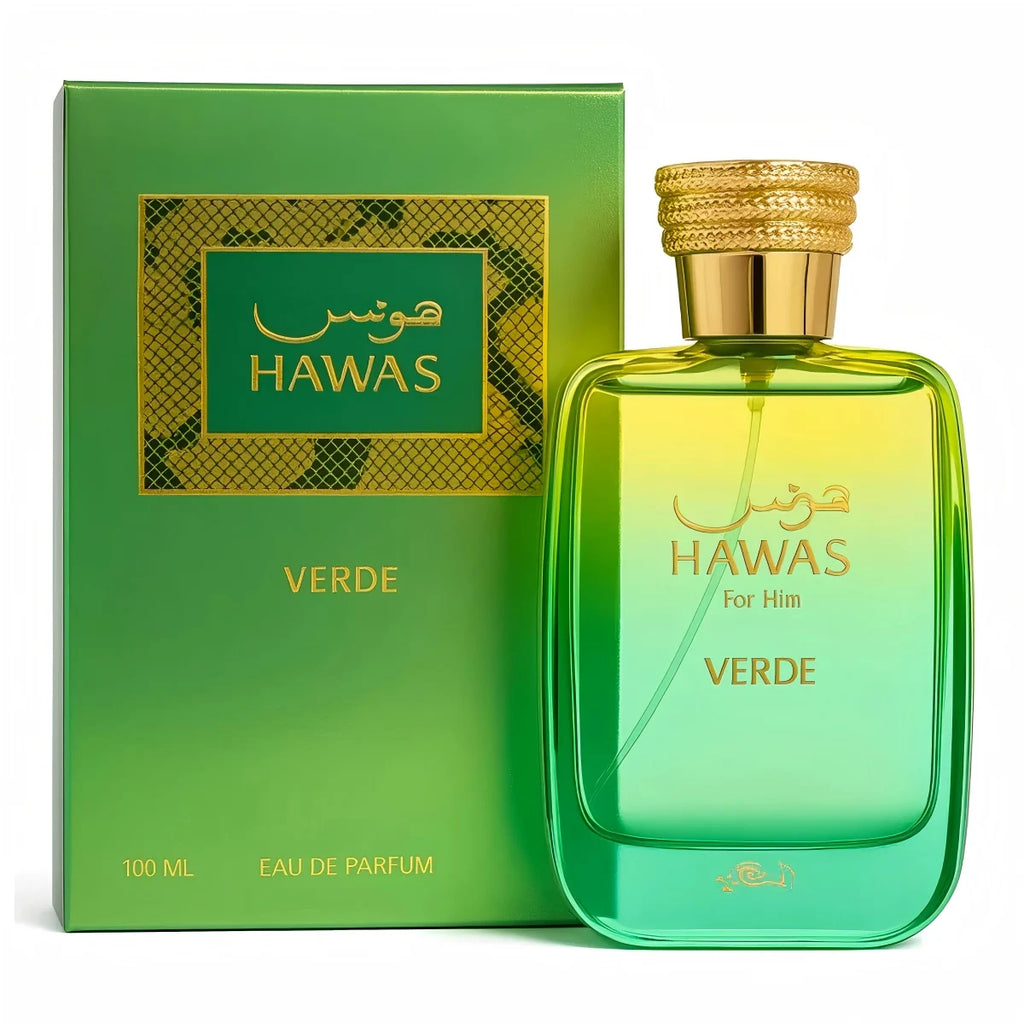 Hawas For Him Verde Eau de Parfum 100ml 3.38fl.oz Men Citrus Woody Fresh Long Lasting Fragrance