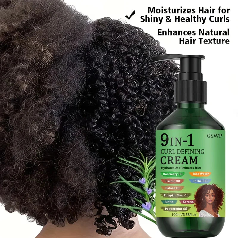GSWP 9-in-1 Curling and Styling Cream: Moisturizes and Nourishes, Provides Long-Lasting Hold, Effectively Controls Frizz.100g