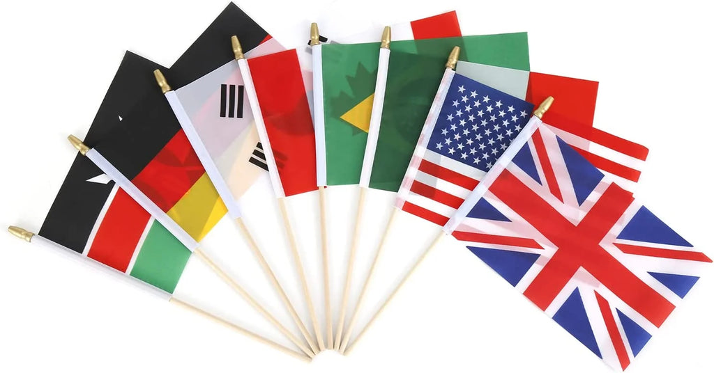 Durable 5m Telescopic Pole Digital Printing Waterproof Quick-Dry Eco-Friendly Hand Waving Flags Made Polyester Silk Plastic