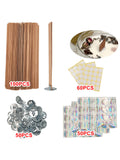 100 Pieces/200 Pieces for Cherry Wood Candle Wicks for Candles, Wooden Candle Wicks, Smokeless Ringing, with Iron Brackets, Candle Glue Dots, Candle Warning Labels DIY Candle Making