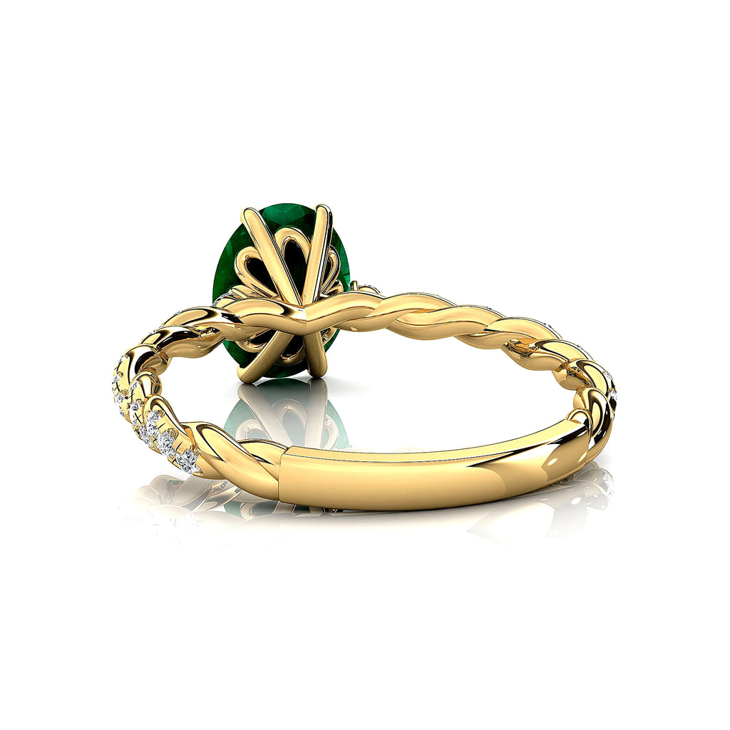 Wedding Statement Rings Lab Grown Emerald Gemstone Real White Diamonds 18kt Solid Rose Yellow Gold Rhodium Plated Bulk