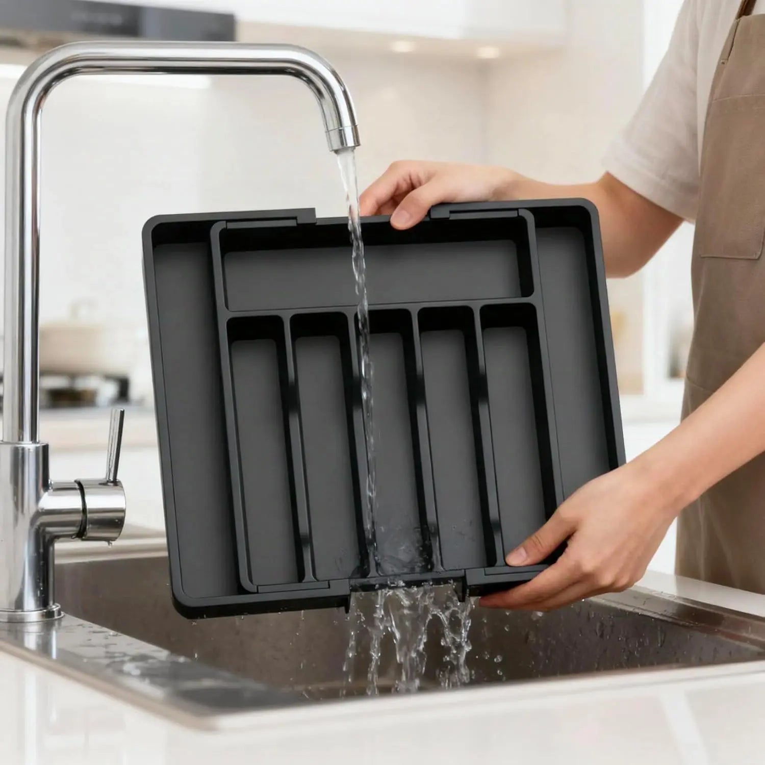 1Pcs Upgradation Adjustable Flatware Tableware Organizer – Plastic Multifunctional Drawer Organizer for Kitchen Counter Utensils