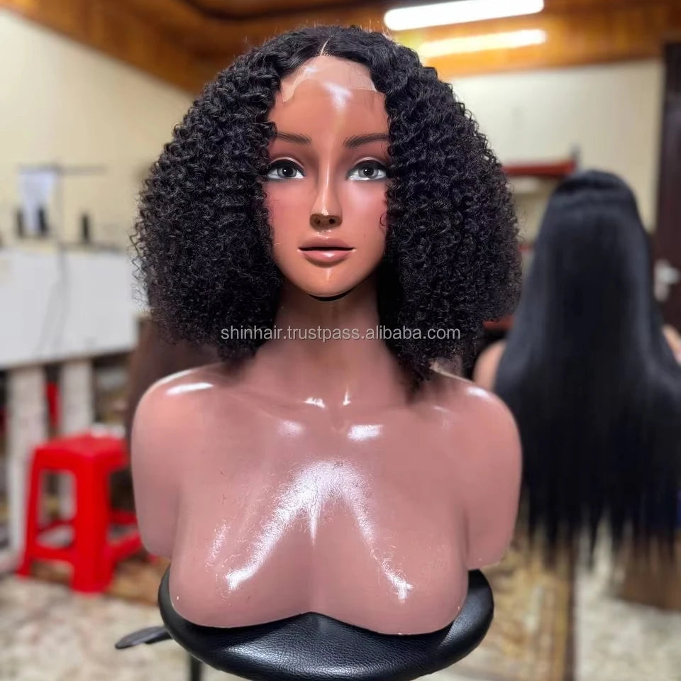 Wholesale Virgin Hair Kinky Curly Short Bob for Cut Wigs with Cuticle Aligned Human Hair Transparent Lace for Black Women