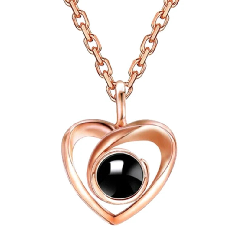 Dascusto Love Necklace Custom Projection Photo Necklace Personalized Couples Picture Necklace Memorial Gift For Your Girlfriend