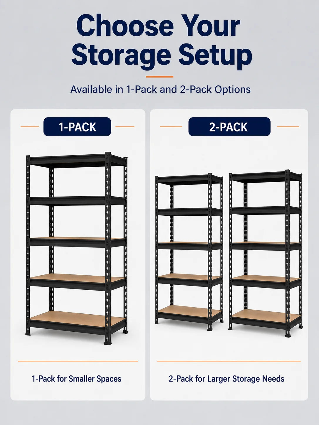 Heavy Duty Metal Storage Rack 5 Tier Adjustable Utility Shelving Unit with MDF Board Garage Organizer Tool Shelf for Basement Warehouse Kitchen Pantry Closet Multi-Purpose Storage Display Rack