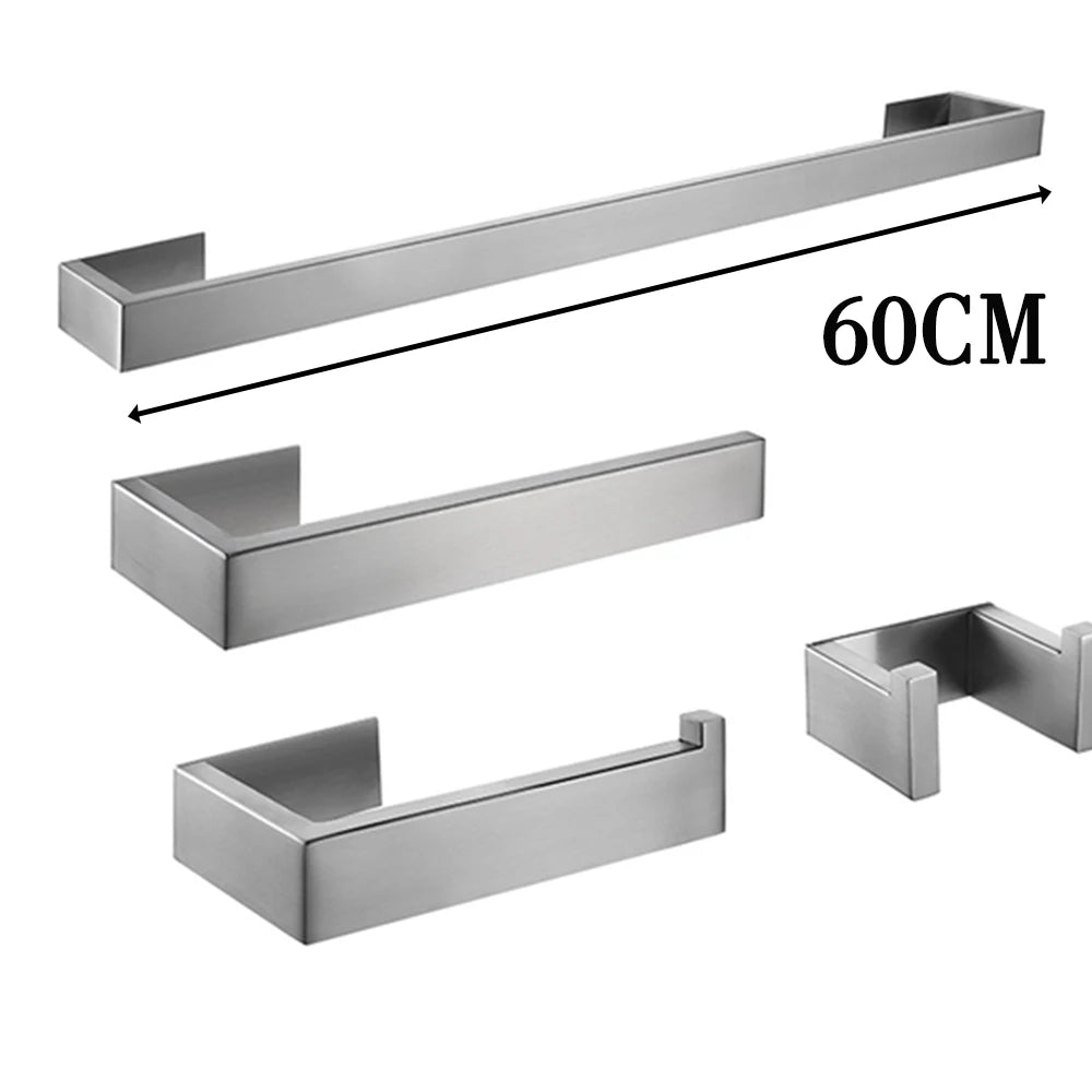 Toilet Paper Holder Towel Hooks Bathroom Accessories Kit Bar Stainless Steel Bedroom Metal Mounting Kitchen Bath Hardware Sets