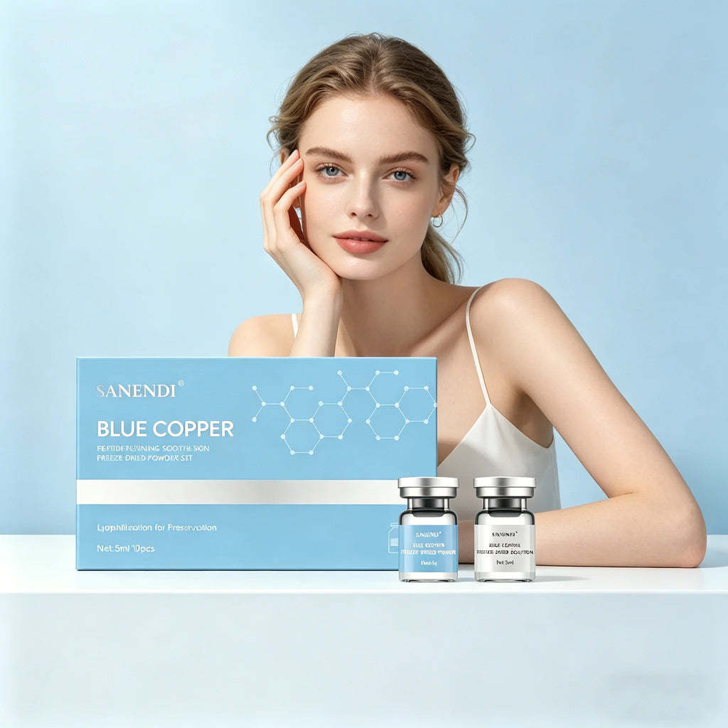 SANENDI Blue Copper Peptide Hyaluronic Acid Serum CICA B5 Face Care HA Korean Skin Care Solution 10Vials Beauty Salon Products