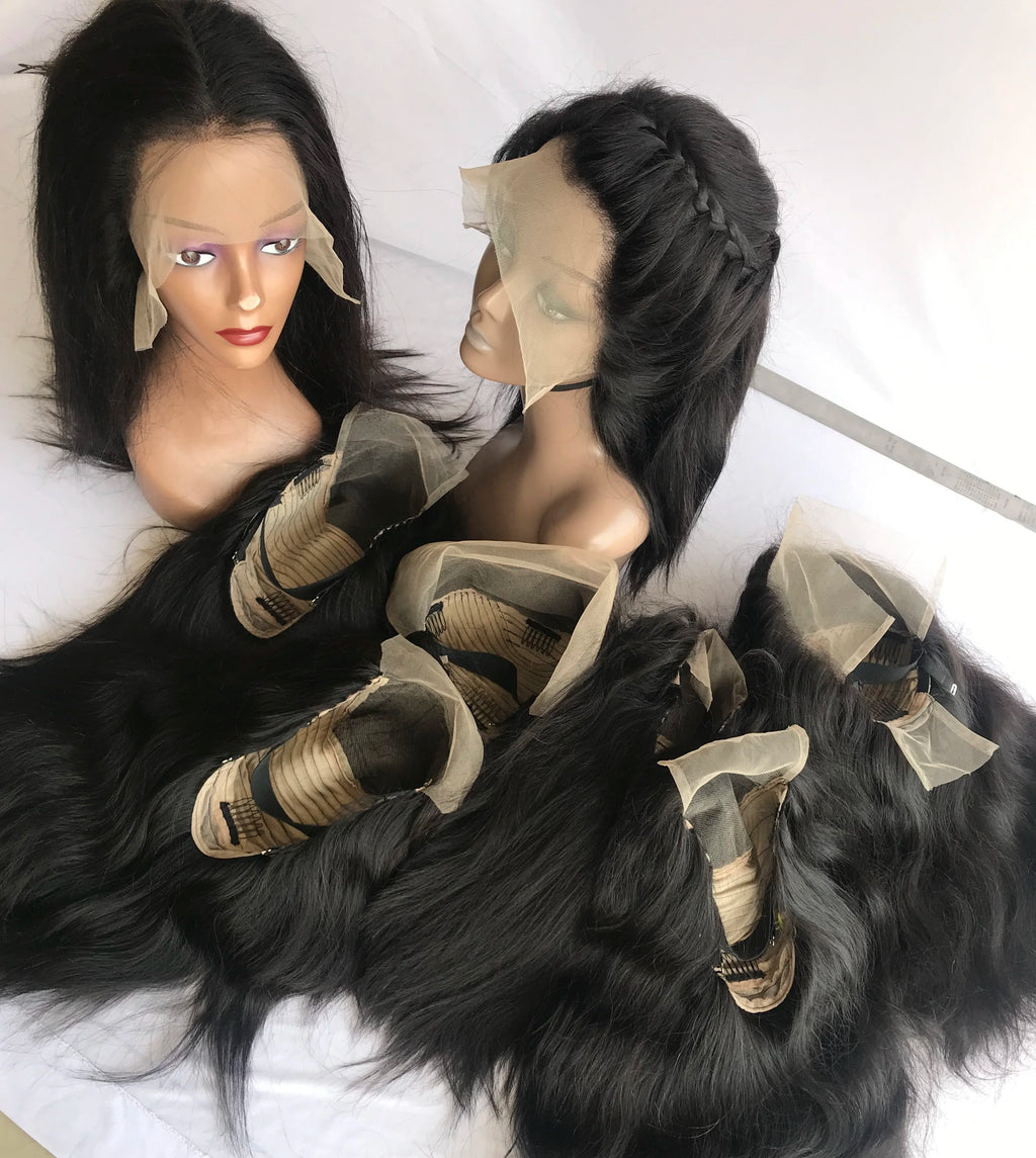 Top Quality Soft Silky Straight Frontals and HD Lace Closure All Size Single Donor 100 % Unprocessed Remy Virgin Human Hair Wigs