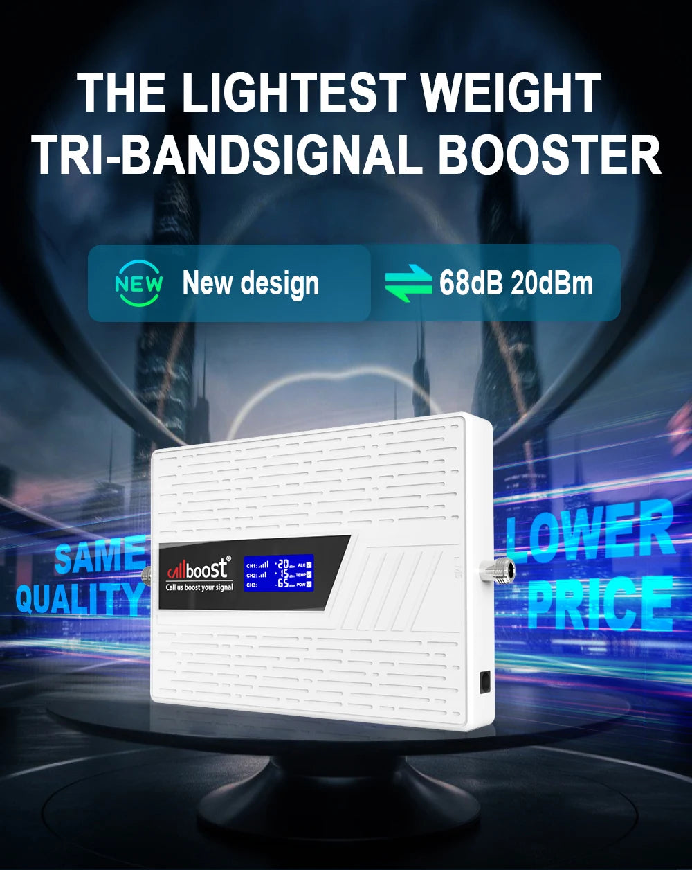 CALLBOOST Tri-Band Cellular amplifier Enhanced 2G 3G Cellphone Network 2100 1800 900MHZ GSM Signal Amplifier With 4g LTE Antenna