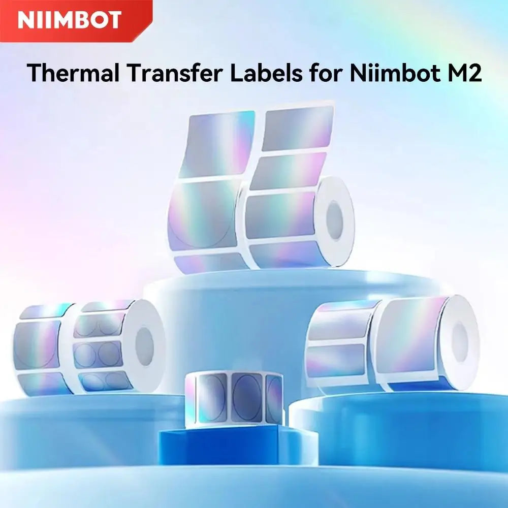 NIIMBOT M2 M3 Laser Silver Heat Thermal Transfer Label DIY Silver Label Sticker for Office/Home/Outdoor Nameplate Sticker