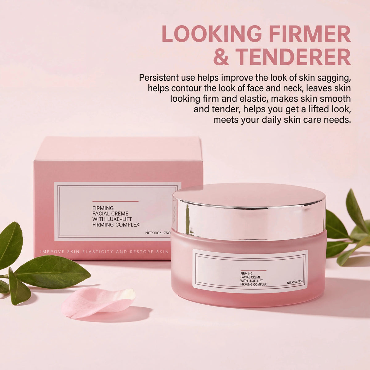 Firming Facial Cream Collagen Rose Oil Deeply Hydrates Rough Texture Replenishes Moisture Restores Elasticity Lifts Contours Smooths Skin Face Neck Moisturizer