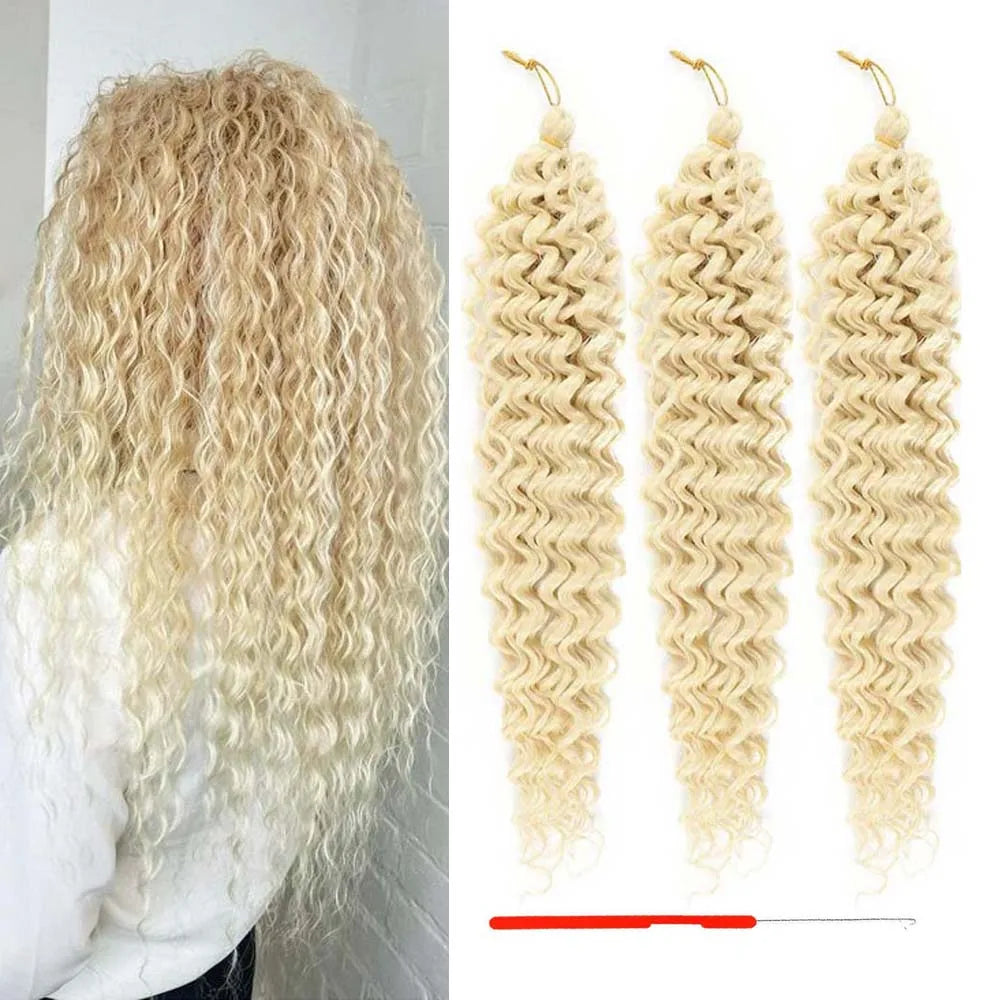 3 Packs Ocean Wave Crochet Hair | 20 Inch Curly Braiding Hair, Deep Wave, Knotless Braids,synthetic for Women With crochet hook
