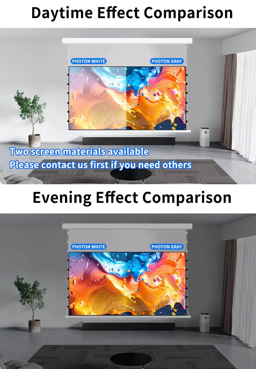 Floating Screen Electric Projection Screen ALR Photonic Screen Home 100 inch Hidden Automatic Lifting 4K Ultra High Definition
