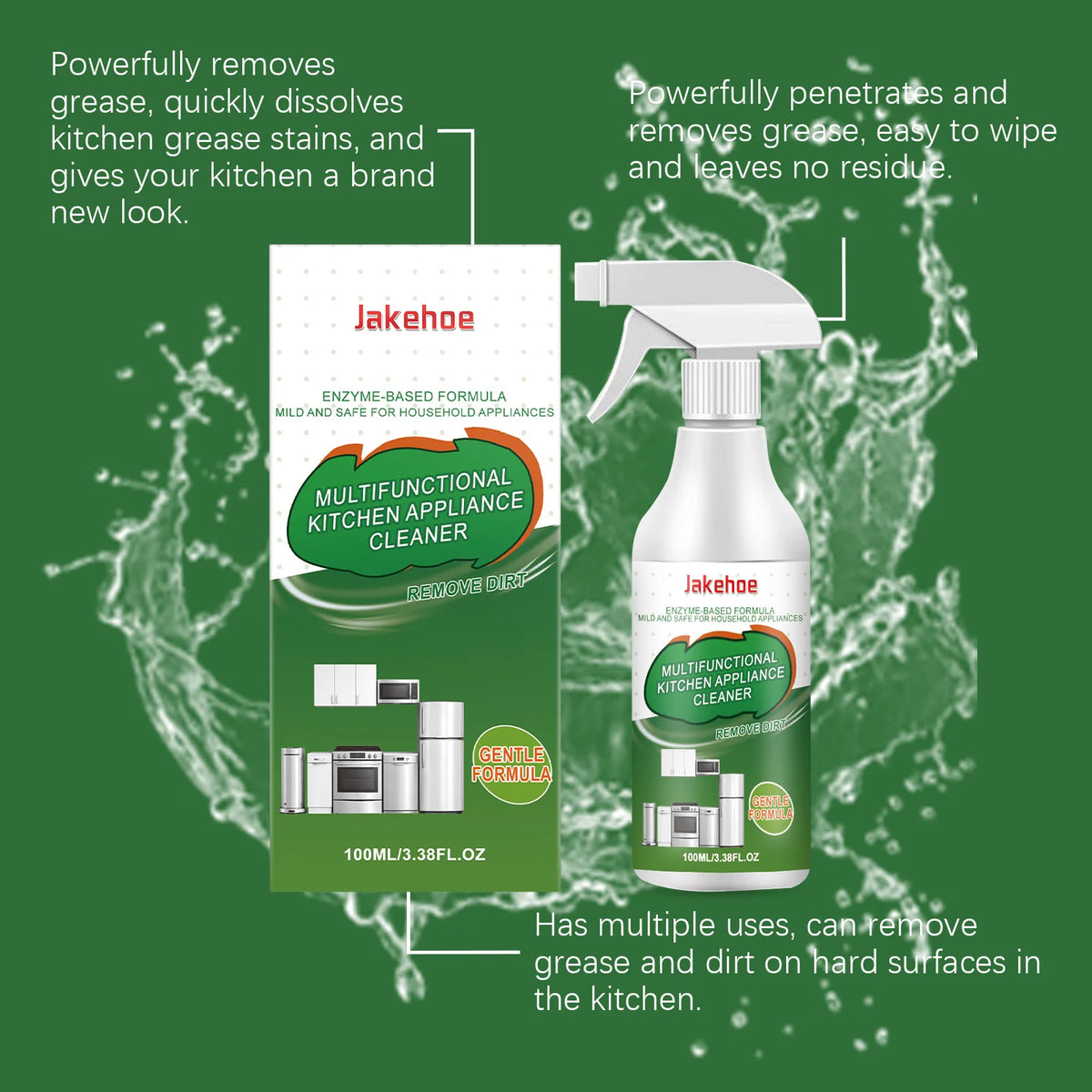 Jakehoe Kitchen Appliance Cleaner Powerful Decontamination Deep Stain Removal Refresh Kitchen Odors Multi Purpose Kitchen Spray
