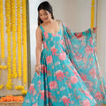 Women's Floral Dress Casual Kurti Top Gown Designer Indian Ladies Festival Party Wear Gown