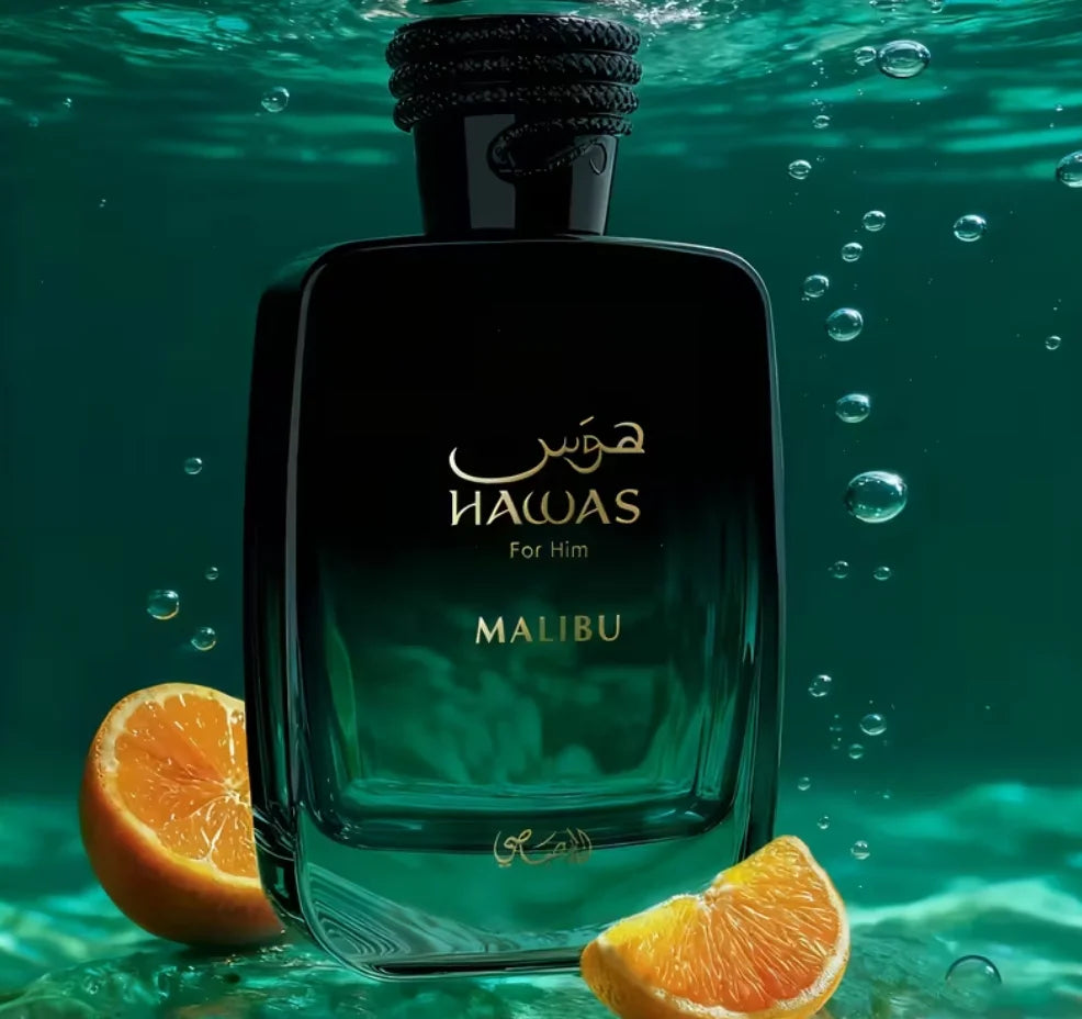 Hawas- Malibu For Him is a refreshing citrus aquatic fragrance with strange fragrance. The men's perfume is 3.4oz100ml, lasting and suitable for any venue