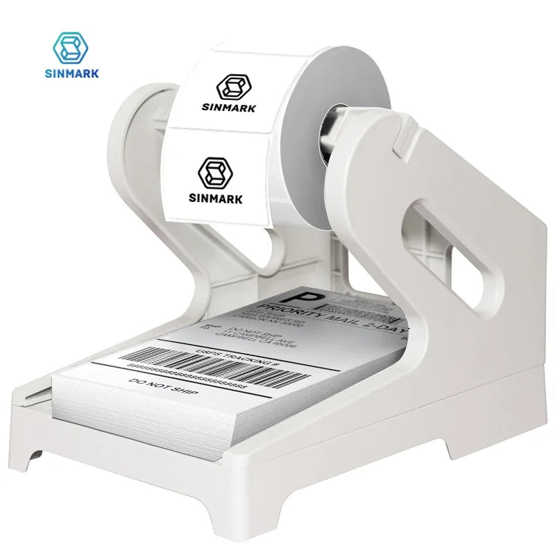 SINMARK Thermal Label Holder for 4x6 Rolls & Fan-Fold Labels - Durable ABS Desktop Shipping Printer Accessory Label Organizer