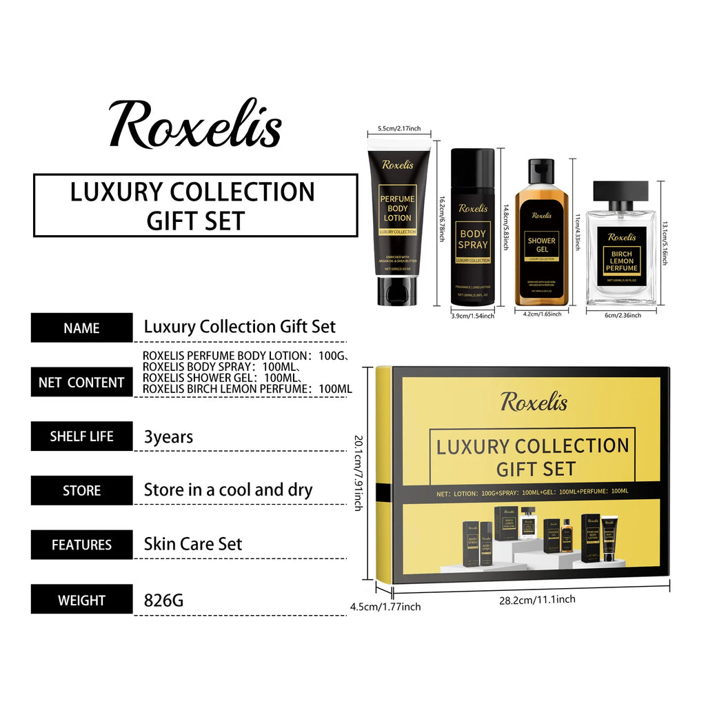 Roxelis Men's Fragrance Gift Box Deep Cleansing Moisturizing Long Lasting Fresh Charming Skincare Set Gentlemen Gift Collection