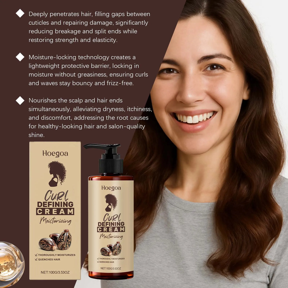 100g Curly Hair Styling Cream Moisturizing Nourishing Scalp Oil Control Long-lasting Hold Enhance Gloss Creates Natural Curl Hair Styling Cream