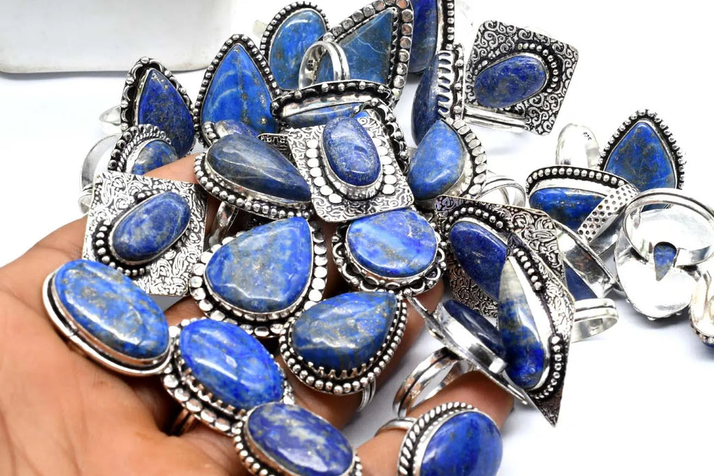 Wholesale Vintage Handmade 925 Sterling Silver Plated Bezel Setting Lapis Lazuli Oval Cut Gemstone Ring Women Anniversary