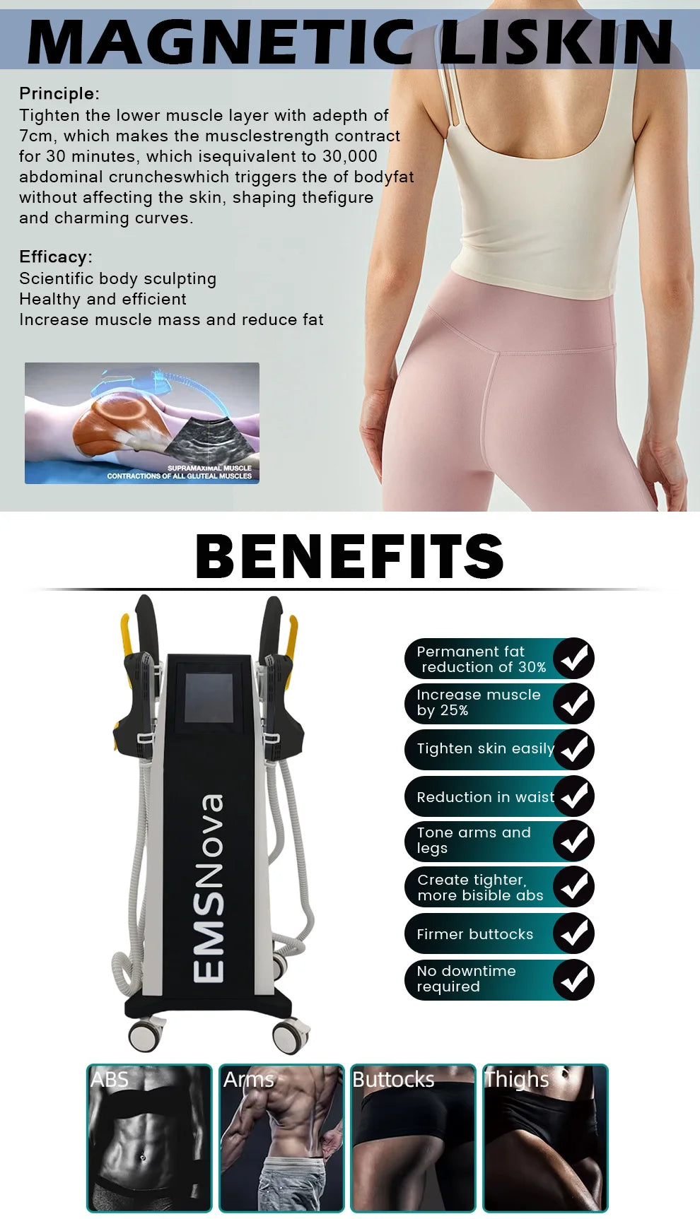 MECAVIE 2026 New Cosmetology Equipment 6500W Hi EMT RF Machine EMSnova Slimming Fat Burning Muscle Stimulation No Downtime