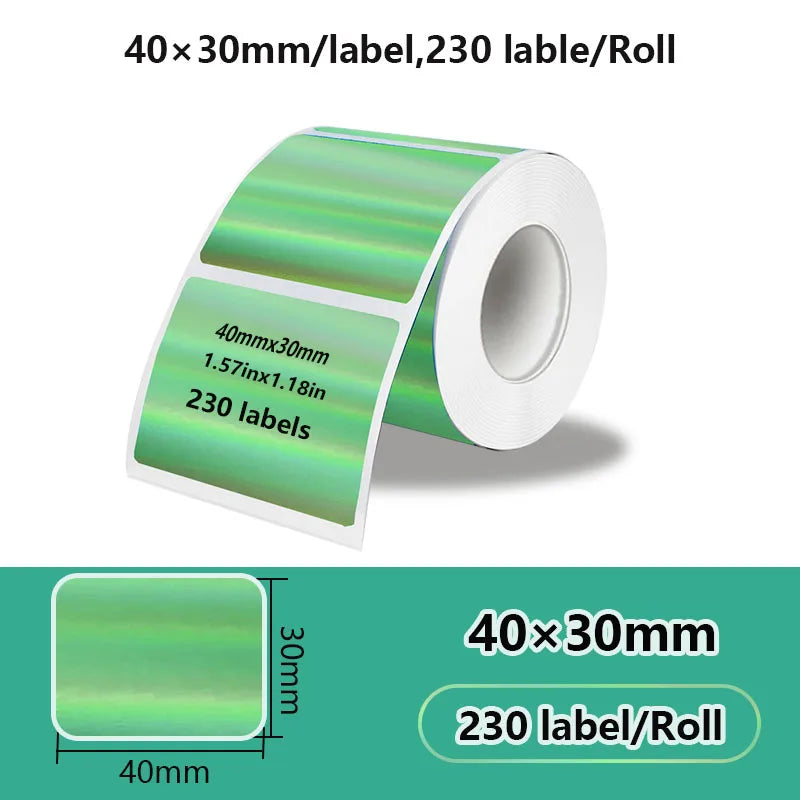 1Rolls 40x30mm White Multicolor Thermal Labels, Compatible With Phomemo M200/M210/M110/M120/M108/P50/P80 Label Printer
