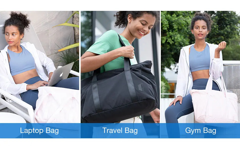 BAGSMART Women Tote Bag University Laptop Travel Tote diaper Gym Tote Yoga Bag with Yoga Mat Buckle for Sports College Work