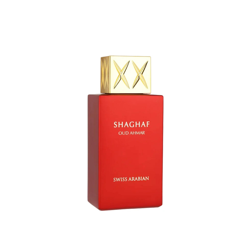 Swiss Arabian Shaghaf Oud Ahmar Eau De Parfum Spray for Unisex – Intense Oriental Oud, Saffron, Rose & Warm Amber Scent, Long-Lasting Addictive Fragrance, Perfect Gift, 2.5 Fl oz / 75 ml