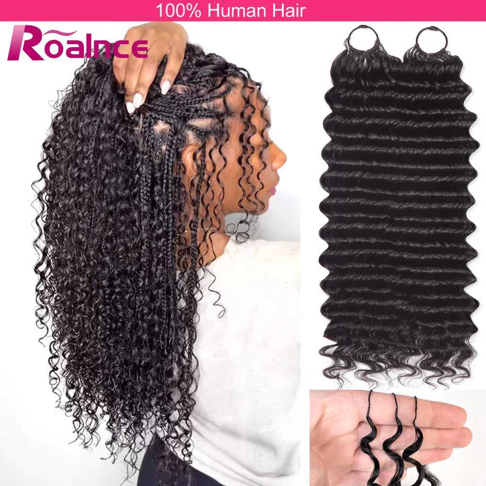 Deep Wave Crochet Hair Extensions Feather Crochet Human Hair For Braiding Hair Burmese Curly Knotless Pre-Separated Crochet Hair