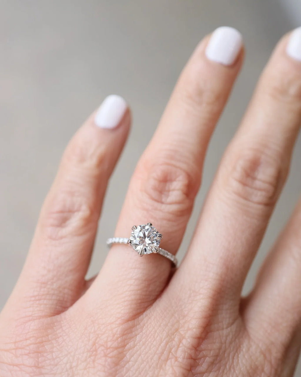 7mm Round Cut Moissanite Engagement Ring Solitaire 925 Sterling Silver Design OAB-1077M