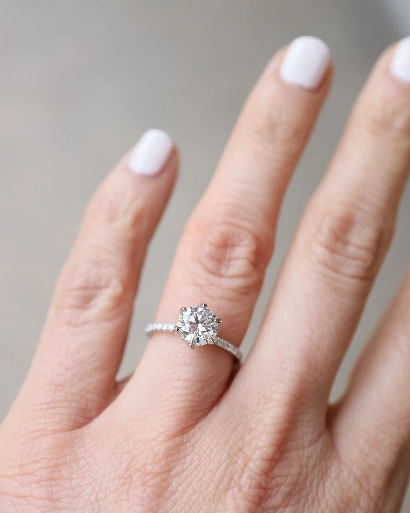 7mm Round Cut Moissanite Engagement Ring Solitaire 925 Sterling Silver Design OAB-1077M