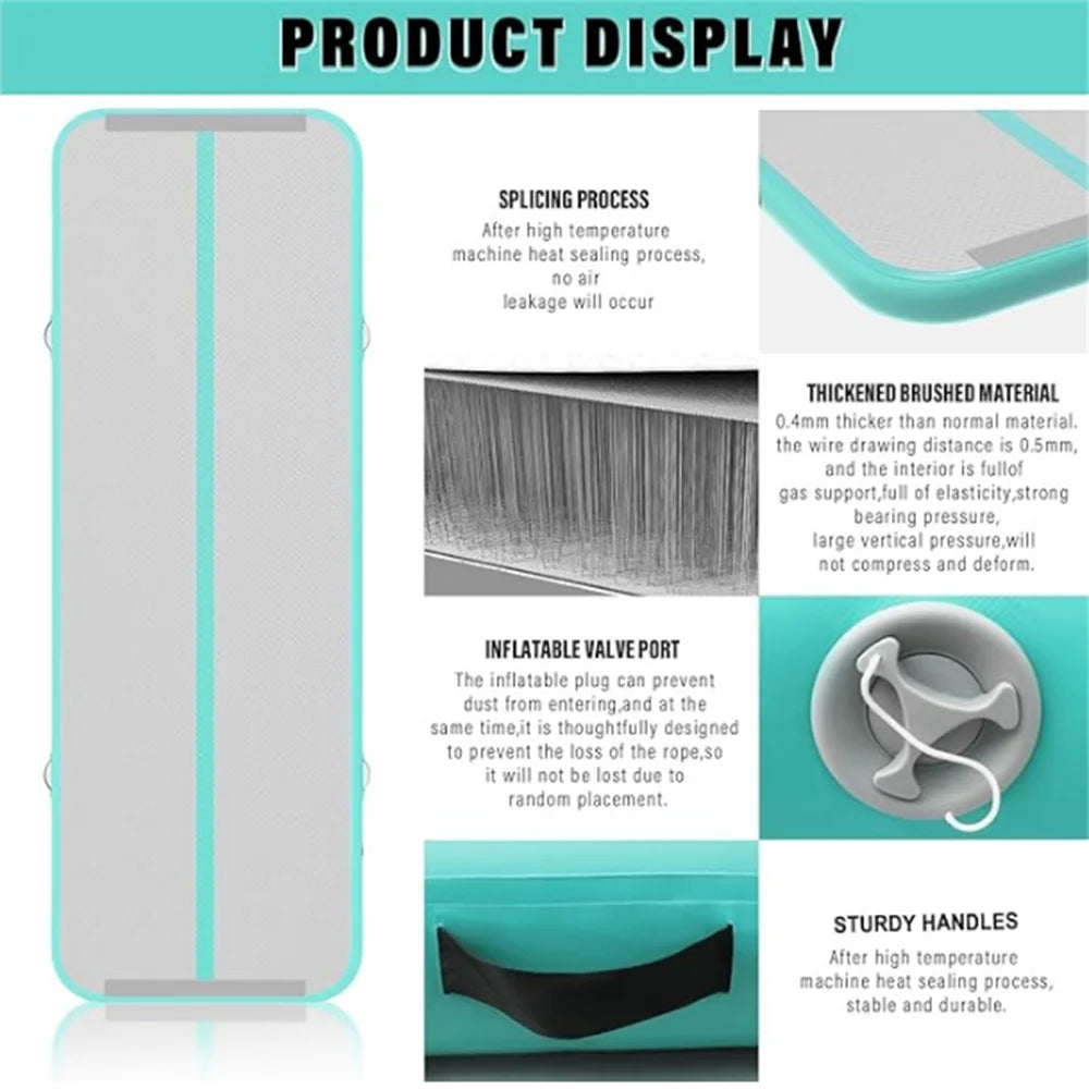 Gymnastics inflatable mat (with air pump) is suitable for home gymnastics training, water sports, and inflatable yoga.