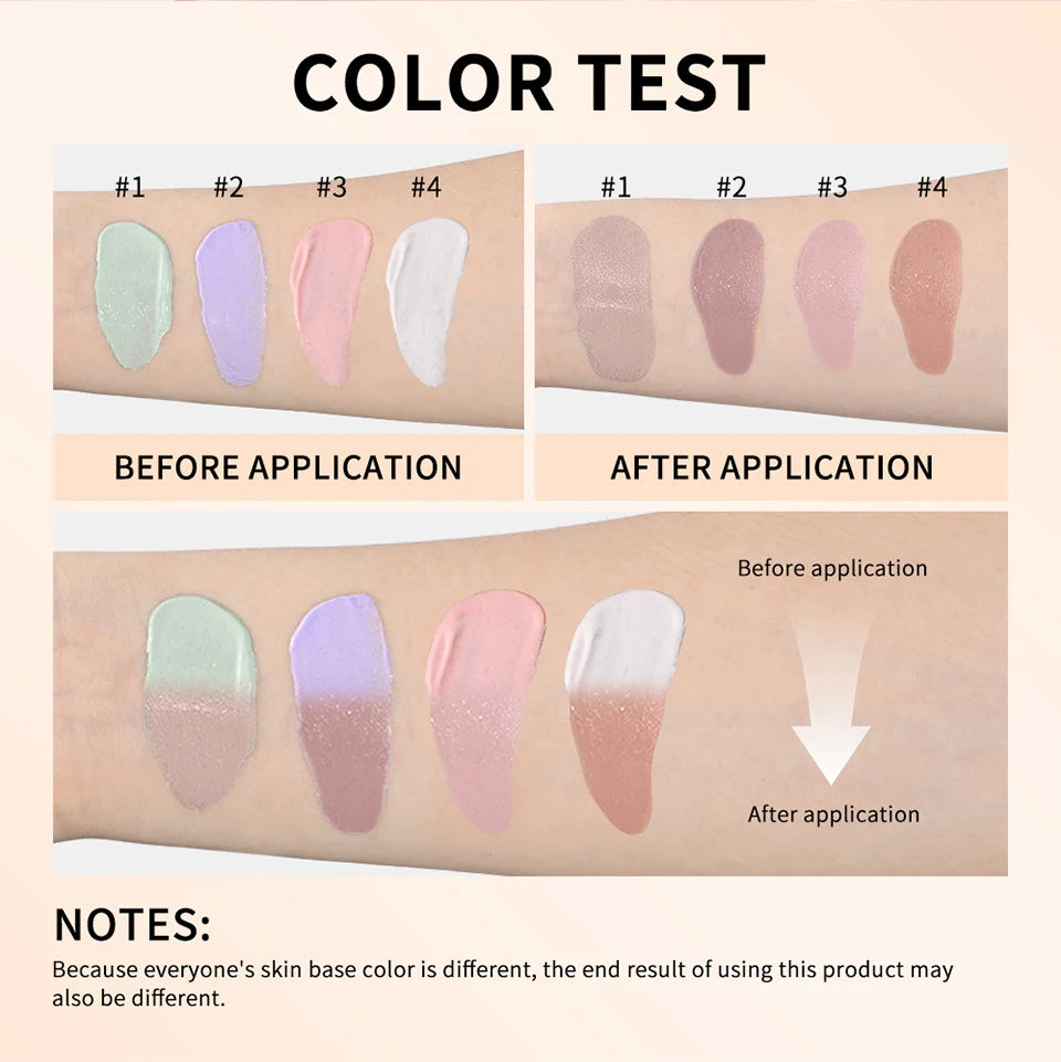 Color Changing Foundation Long-Lasting Makeup Effect Magic Foundation High Coverage Self-Coloring Cc Cream Cosmetics