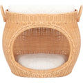 Latest Design Natural Rattan & Wood Eco-Friendly Pet House in Vietnam Dog and Cat 2-Tier Bed Removable & Washable Custom Logo