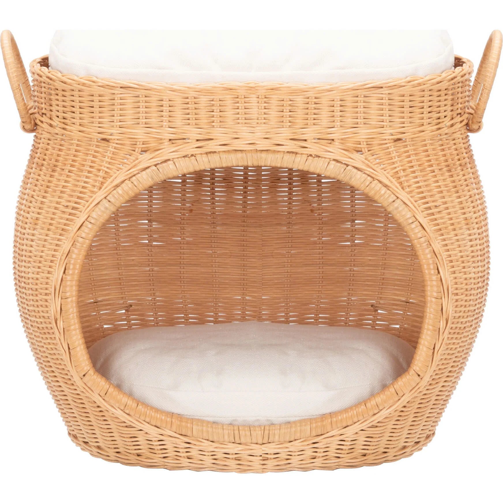 Latest Design Natural Rattan & Wood Eco-Friendly Pet House in Vietnam Dog and Cat 2-Tier Bed Removable & Washable Custom Logo