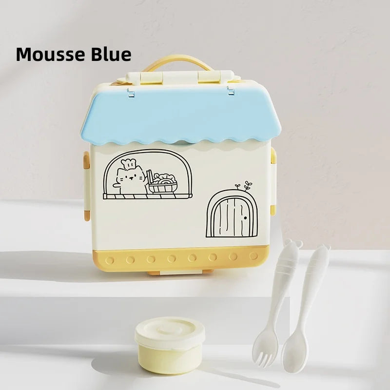 Portable Sealed Lunch Box Student Bento Box Microwave Available Heating School Office Staff Fruit Food Containers Forks Spoons