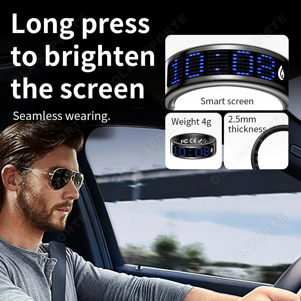 2026 New SR08 Smart Ring Men Women LED Display Screen Heart Rate Blood Oxygen Monitoring 5ATM Waterproof Multi Sports Modes Gift
