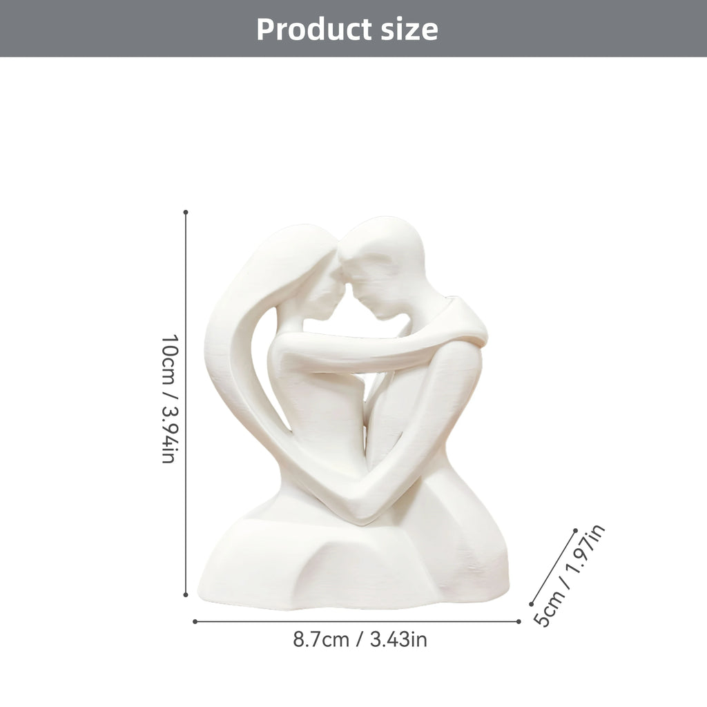 omantic Embracing Couple Sculpture, White Abstract Love Figurine, Modern Home Office Decor,  Modern Romantic Love Sculpture