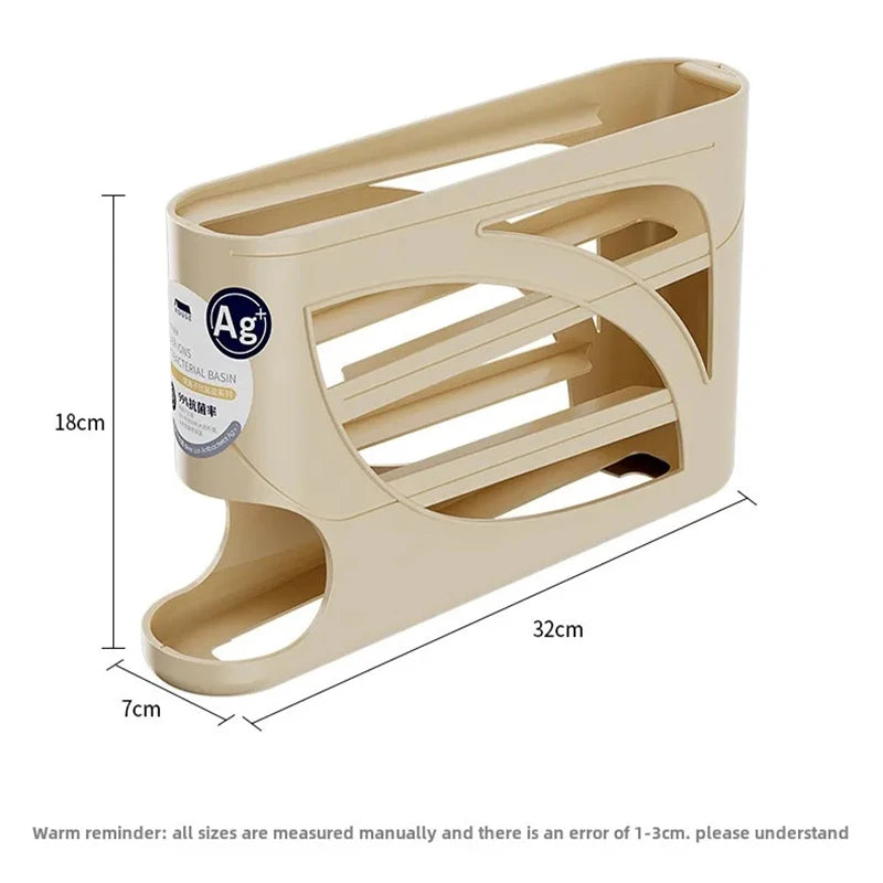 4-Tier Sliding Egg Dispenser, Automatic Rolling Shatterproof Holder For Fridge & Countertop, Easy-Clean, Washable,Space-Saving Refrigerator Side Door Storage Rack For Kitchen Organization,Egg Storage
