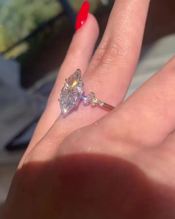 6X12mm Marquise Cut Moissanite Engagement Ring Vintage Cluster 925 Sterling Silver Custom Jewelry