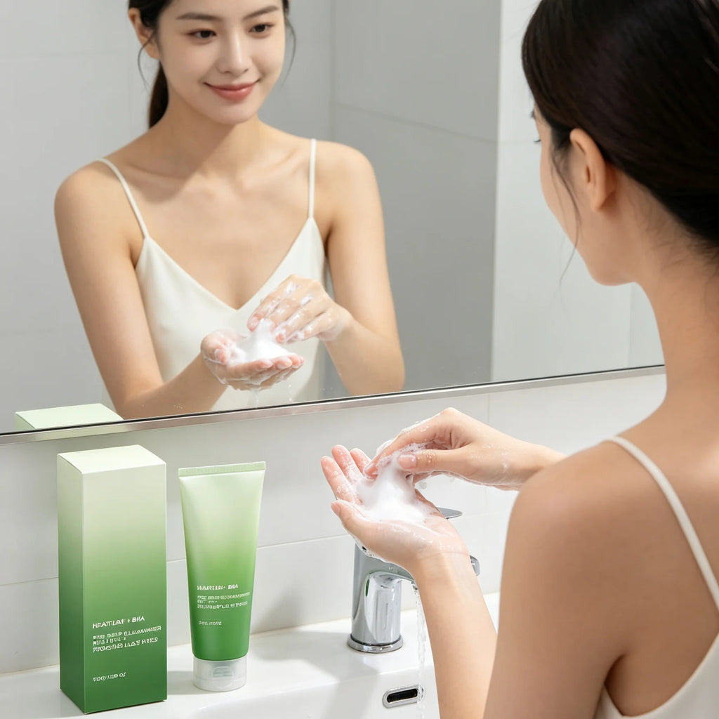 BHA Heartleaf Cleanser Oil Control Cleans Pores Refreshing Deep Facial Cleansing Creamy Rich Foam Exfoliating Face Cleanser 150g