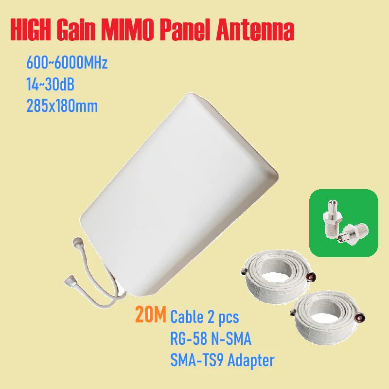 T Mobile 600 6000 MHZ 4G LTE 5G MIMO 2x2 8 14 DBi High Gain Fixed Mount Outdoor Directional Panel Antenna for Routers Hotspots