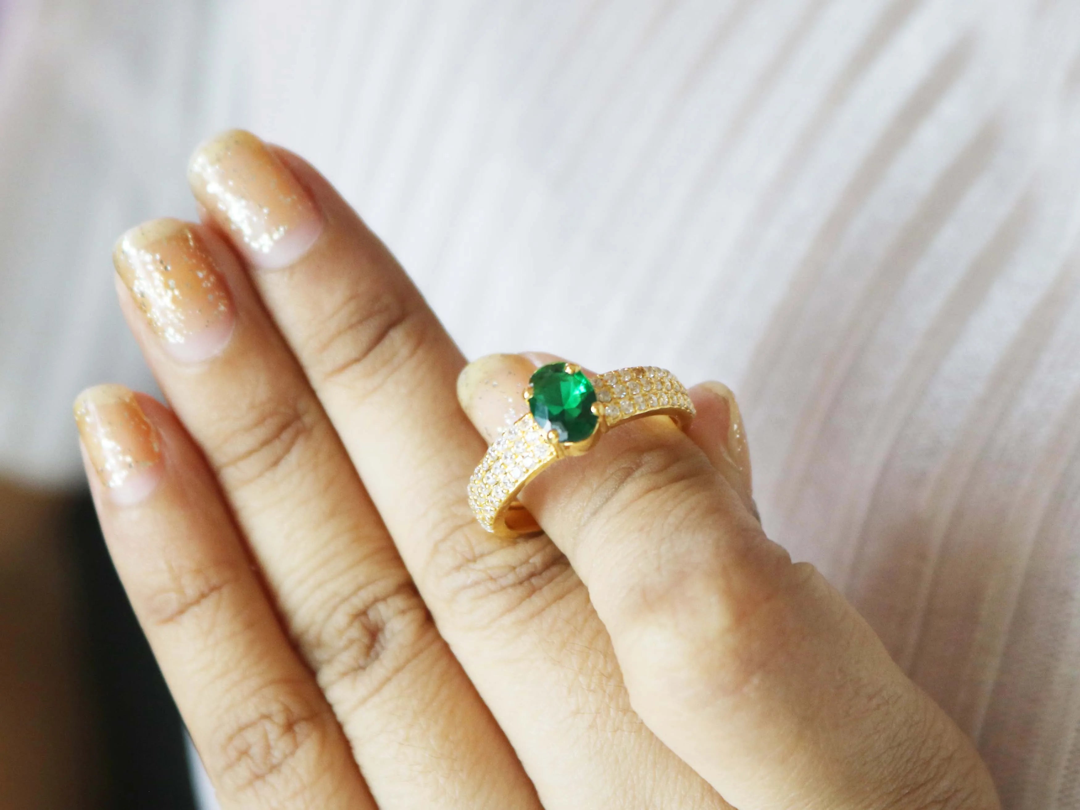 Emerald Quartz 925 Sterling Silver Handmade Ring - Engagement Wedding Promise Ring For Women