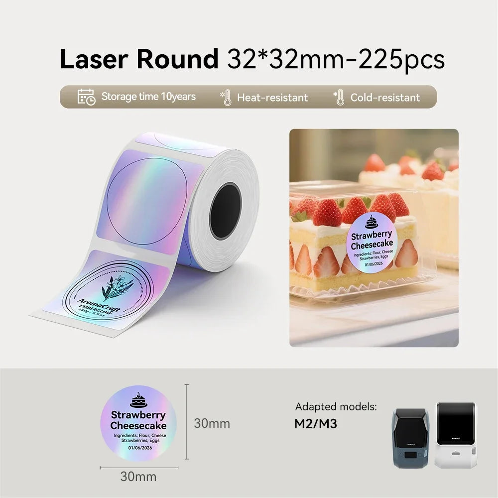NIIMBOT M2 M3 Laser Silver Heat Thermal Transfer Label DIY Silver Label Sticker for Office/Home/Outdoor Nameplate Sticker