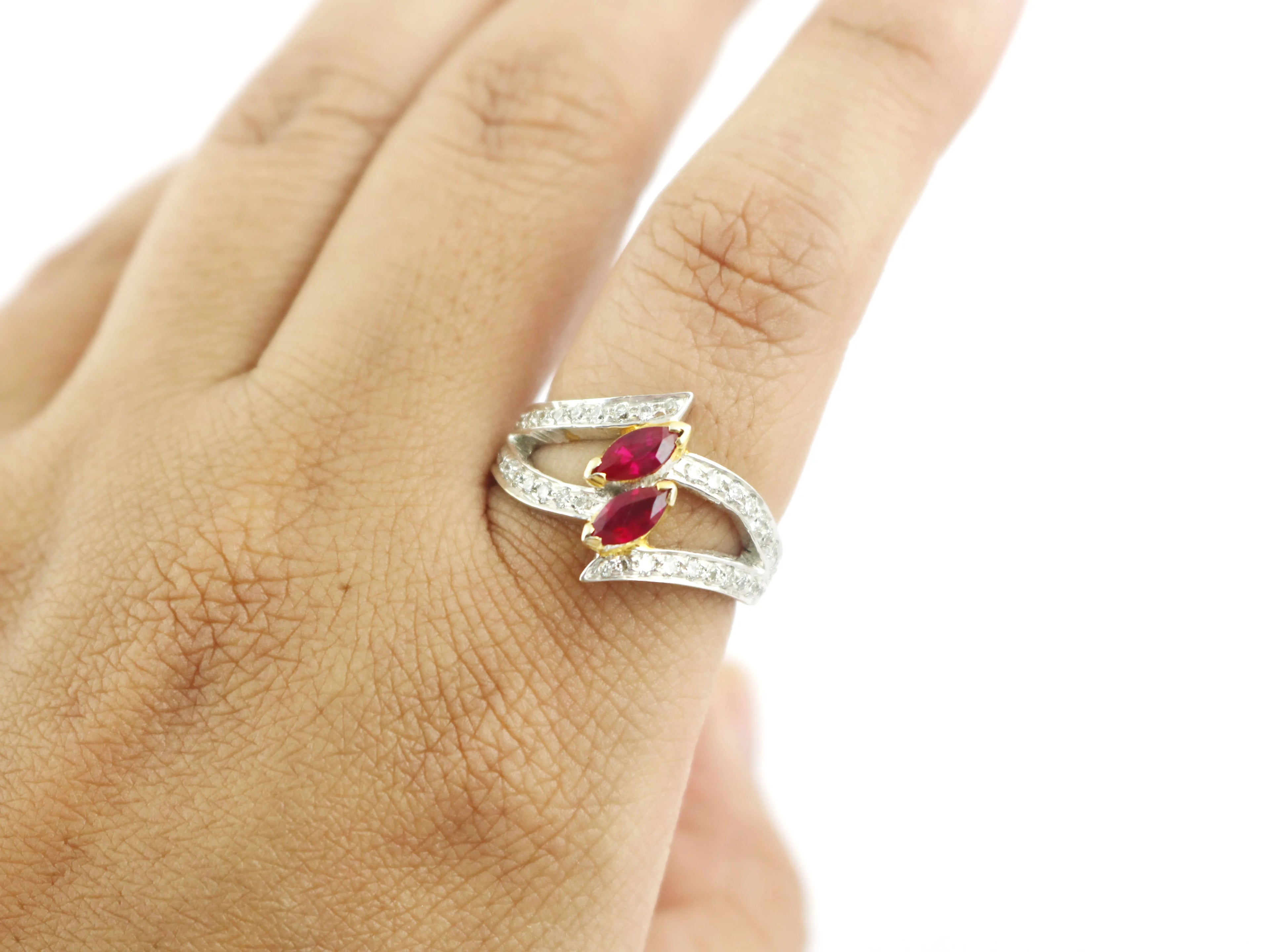 Ruby Marquise Gemstone 925 Sterling Silver July Birthstone Engagement Ring For Women