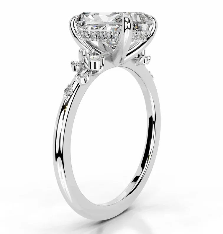 2.50 Carat Radiant Cut Lab Diamond Solitaire Accent Engagement Ring 14K Gold VS1 Clarity E Color For Women luxury diamond rings