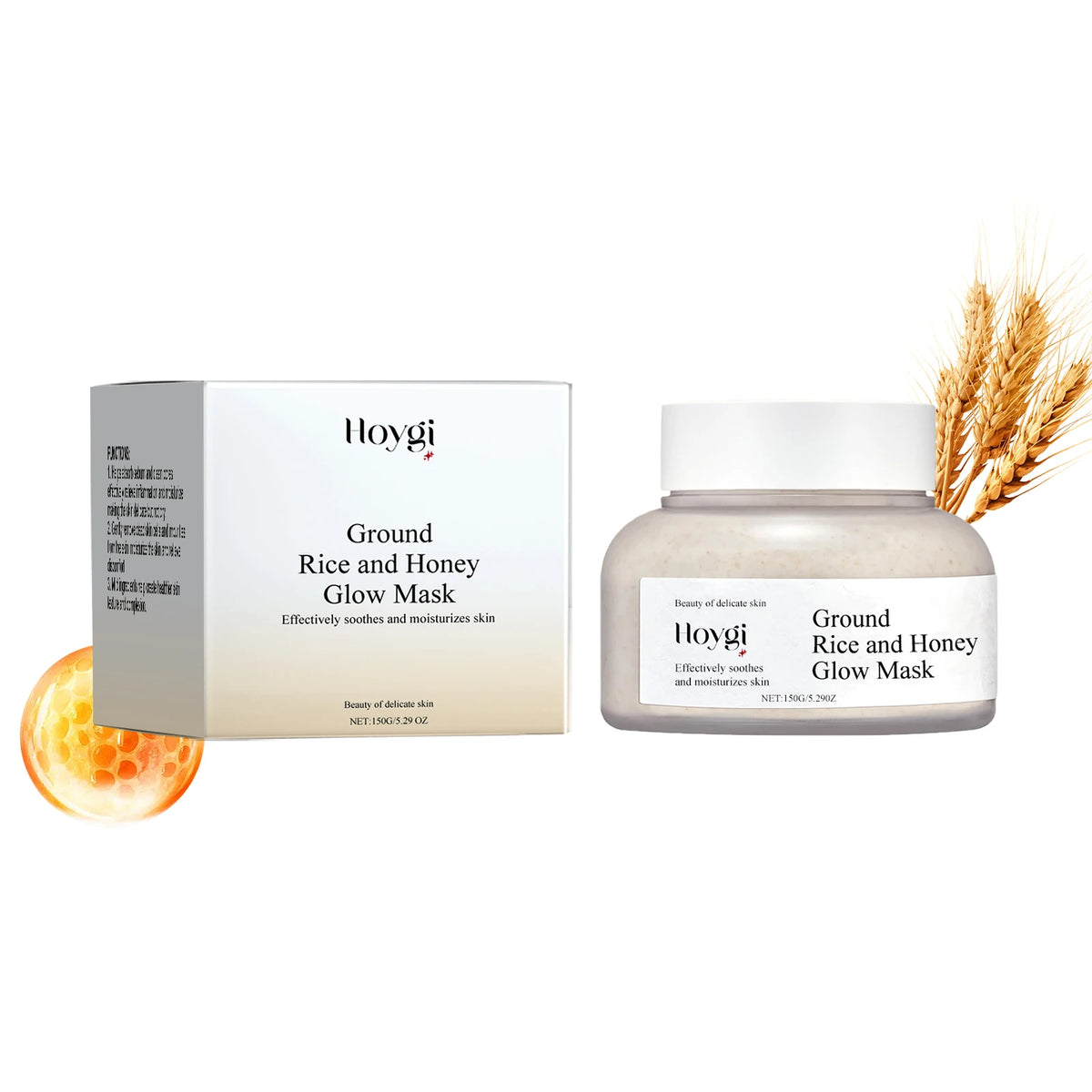 Hoygi 150g Rice Honey Brightening Mask Moisturizing Hydrating Nourishing Face Mask For Radiant Skin Daily Use Non Irritating