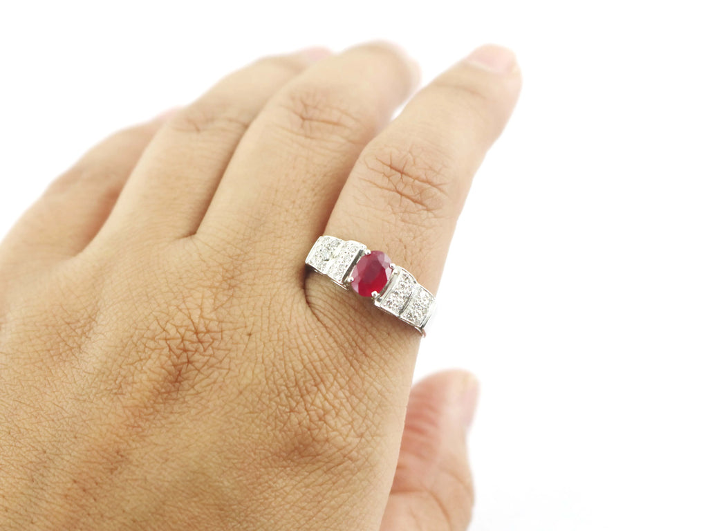 Oval Ruby Quartz Ring 925 Sterling Silver, Handmade Engagement Wedding Women Ring