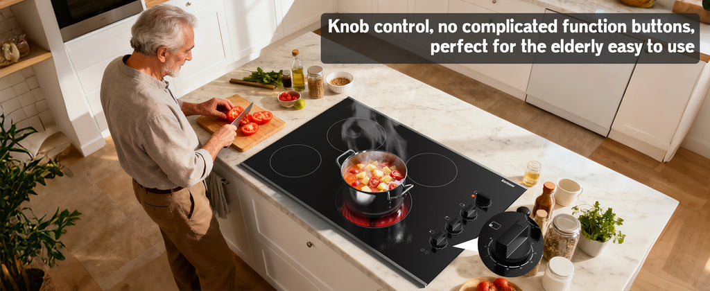 Karinear 2 Burners Electric Cooktop, 120v Plug in Ceramic Cooktop, 12 Inch Countertop & Built-in Electric Stove Top with Child Safety Lock, Timer, Over-Temperature Protection, Sensor Touch Control